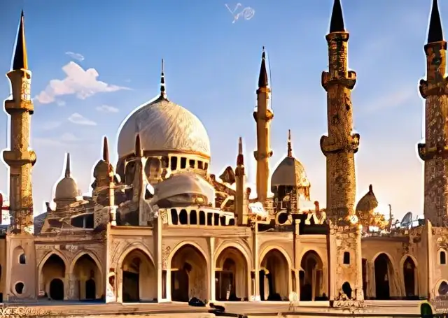Placeholder view of a domed mosque with minarets